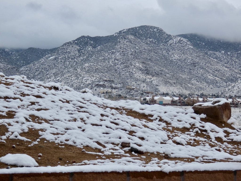 Sandia mountains in snow