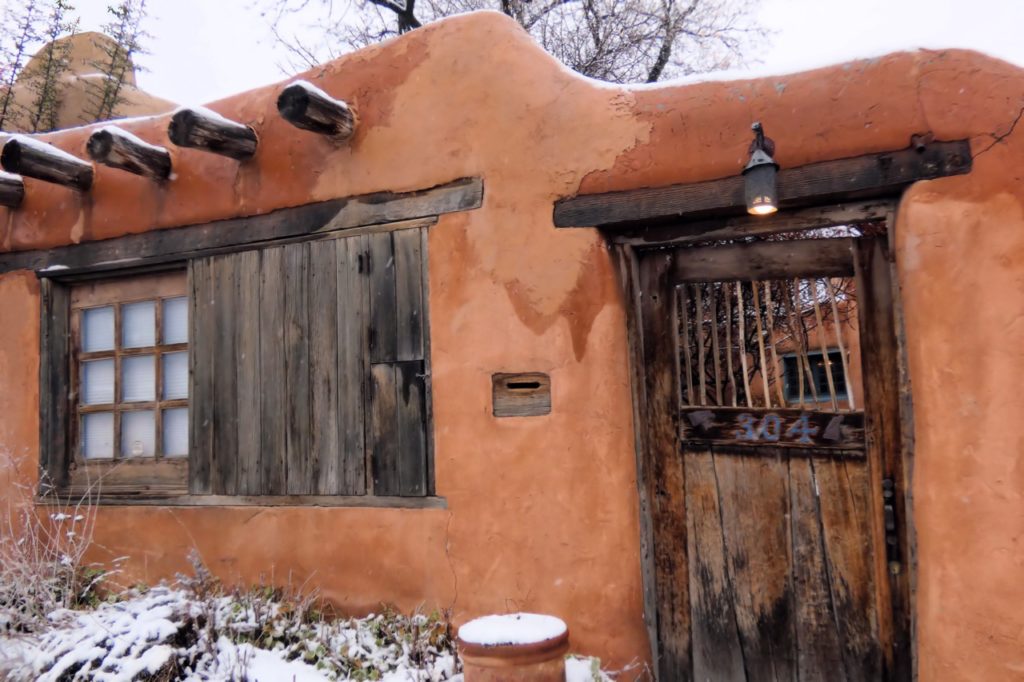 Santa Fe house in snow